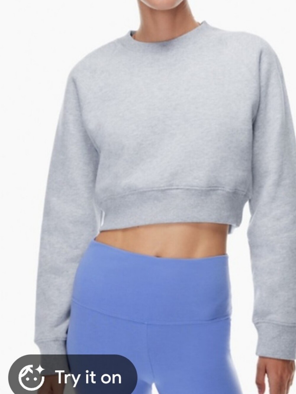 Aritzia Tna Cozy Perfect Cropped Fleece Sweatshirt Gray XS EUC